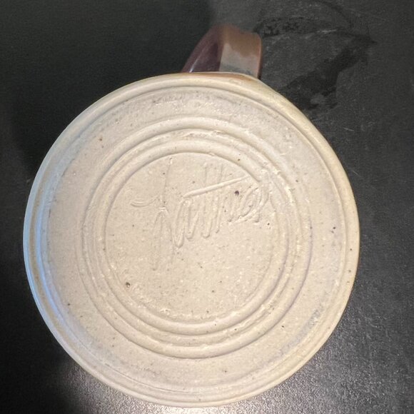 Handcrafted Hand-Thrown Artist Signed Studio Pottery Mug Earthy Metallic Glaze - Picture 15 of 16